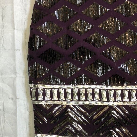 Express Purple Black Sequin Embellished Mini Skirt XS - Picture 3 of 6